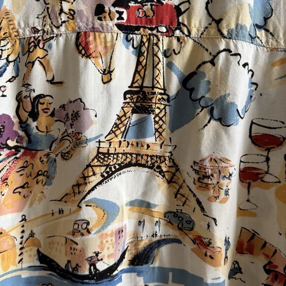 VTG Kahala John Severson Collection Mens Shirt XL Paris Venice Eiffel Tower Wine - Picture 8 of 15